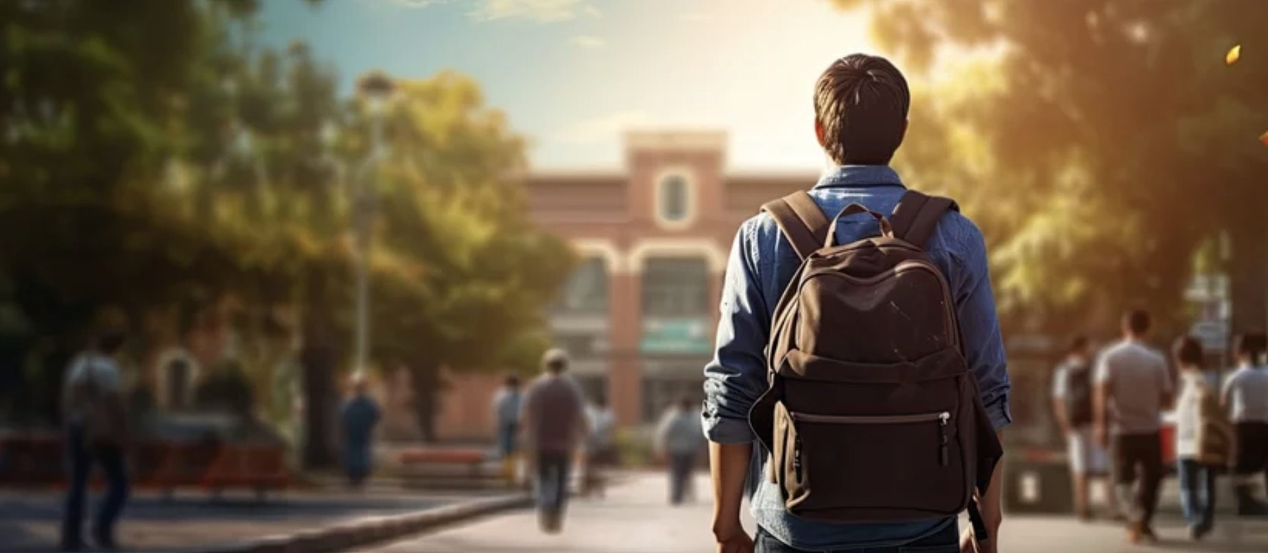 Boy walking on campus
